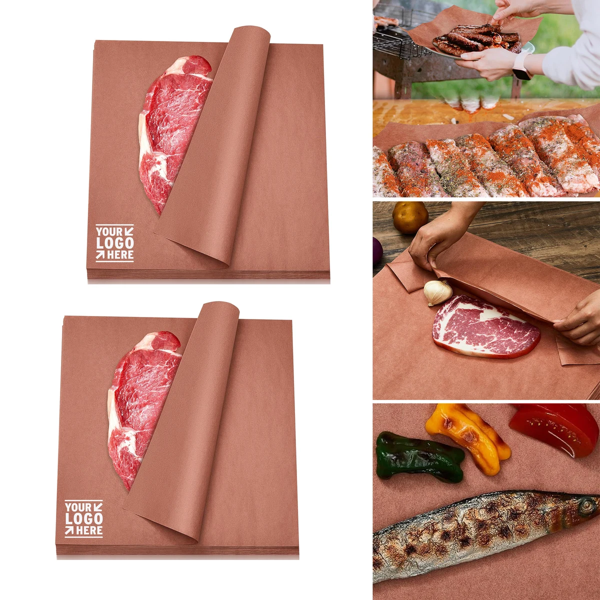 24 x 24 Inches Smoking Meat Unbleached Uncoated Butcher Pink Sheet Precut Kraft BBQ Paper 1