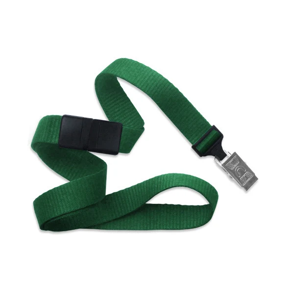 5/8" Blank Breakaway Lanyard w/Bulldog Clip (Kelly Green) 1