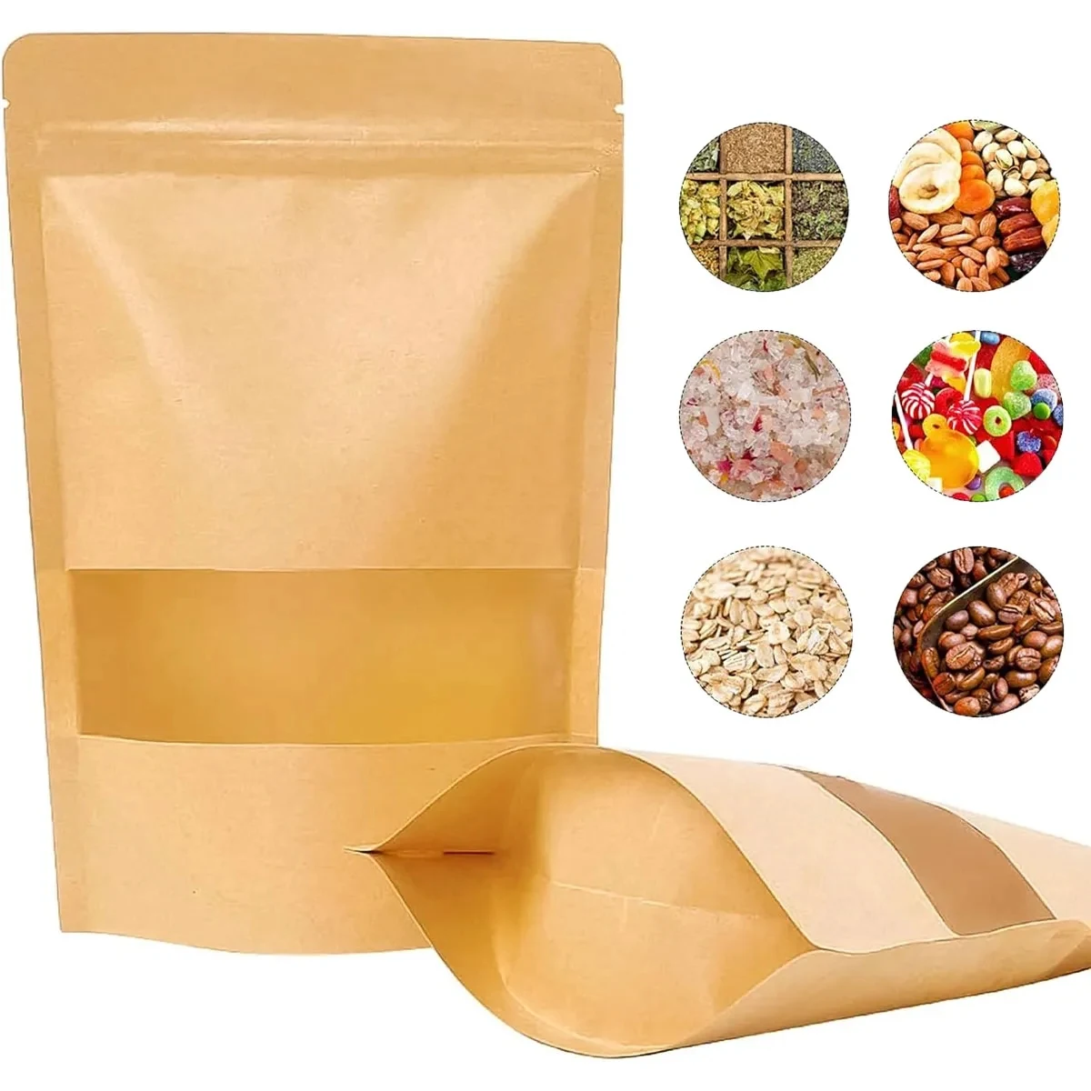 Food Packaging Bags Stand Up Pouches Paper Sealable Window 1