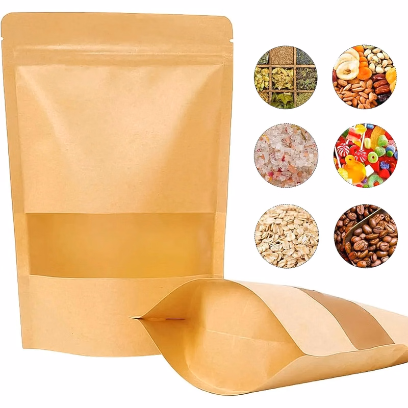 Food Packaging Bags Stand Up Pouches Paper Sealable Window