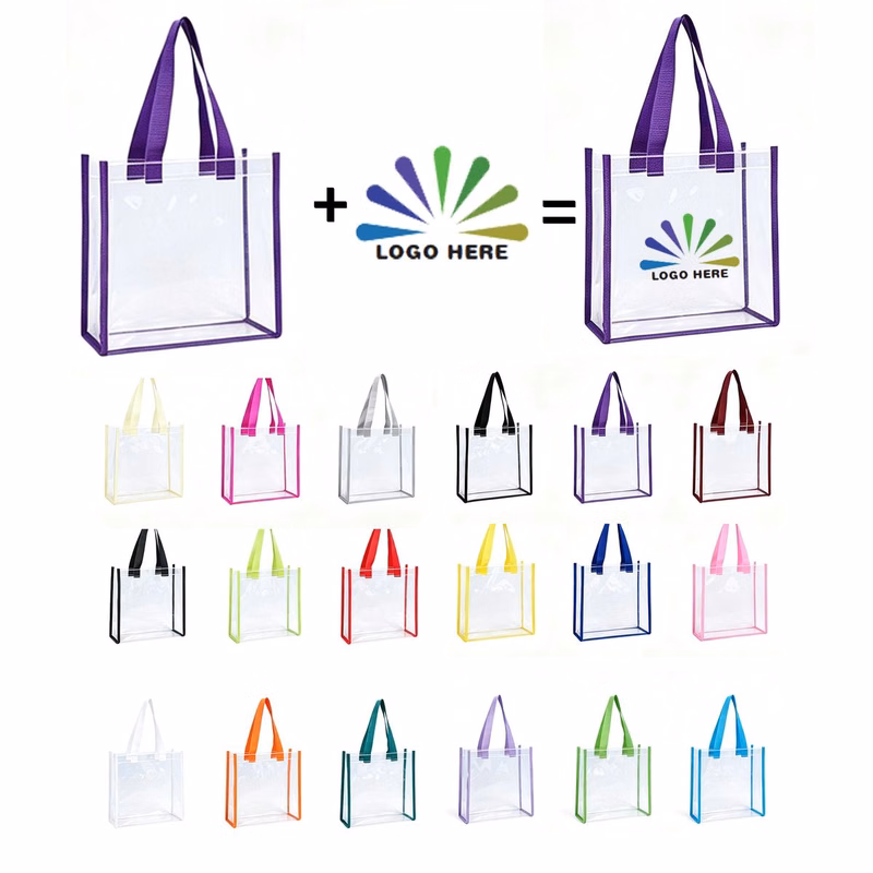 Clear PVC Tote Bag with Sturdy Handles for Shopping