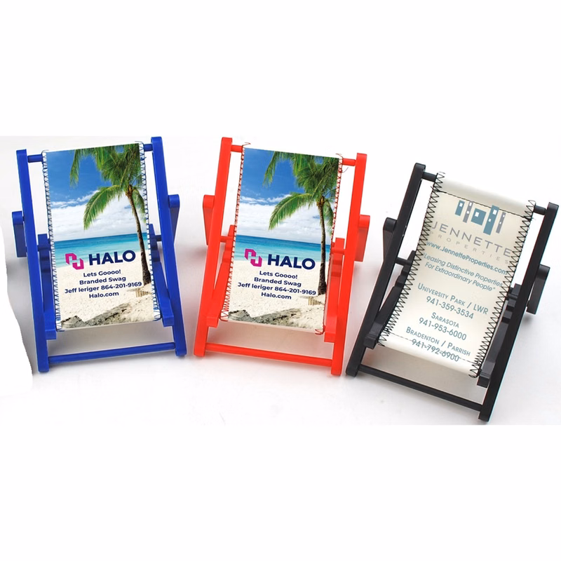 Plastic Frame Mini Beach Chair, holds Cell Phone or Business Card.