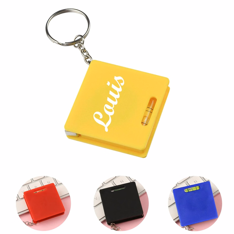 Square Steel Tape Measure Keychain with Level
