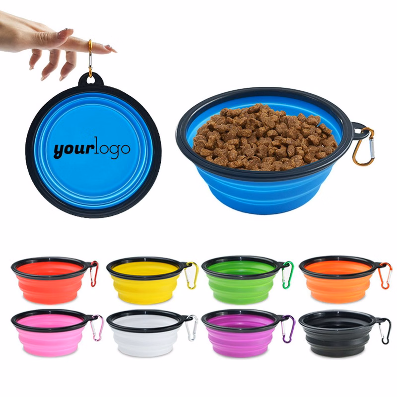 Collapsible Silicone Pet Bowl with Carabiner Clips