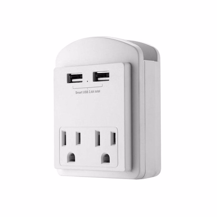 Surge Protector  - 2 Wall Outlets 2 USB Ports White