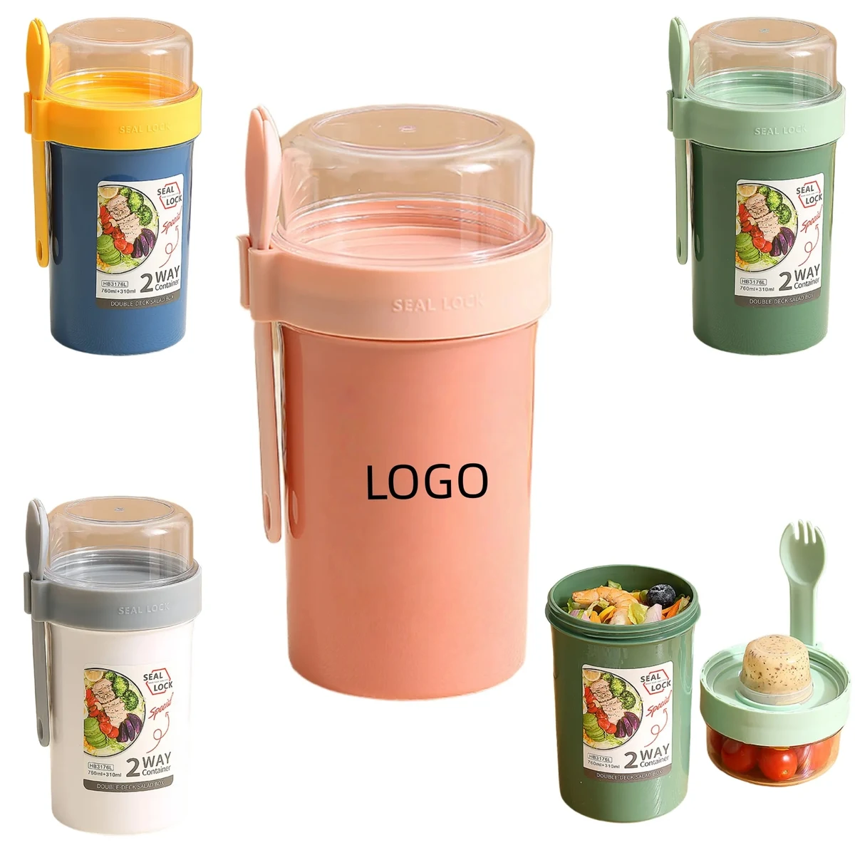 Double-Layer Breakfast Cup With Spoon 1