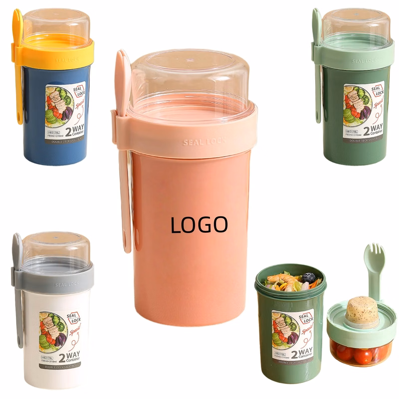 Double-Layer Breakfast Cup With Spoon