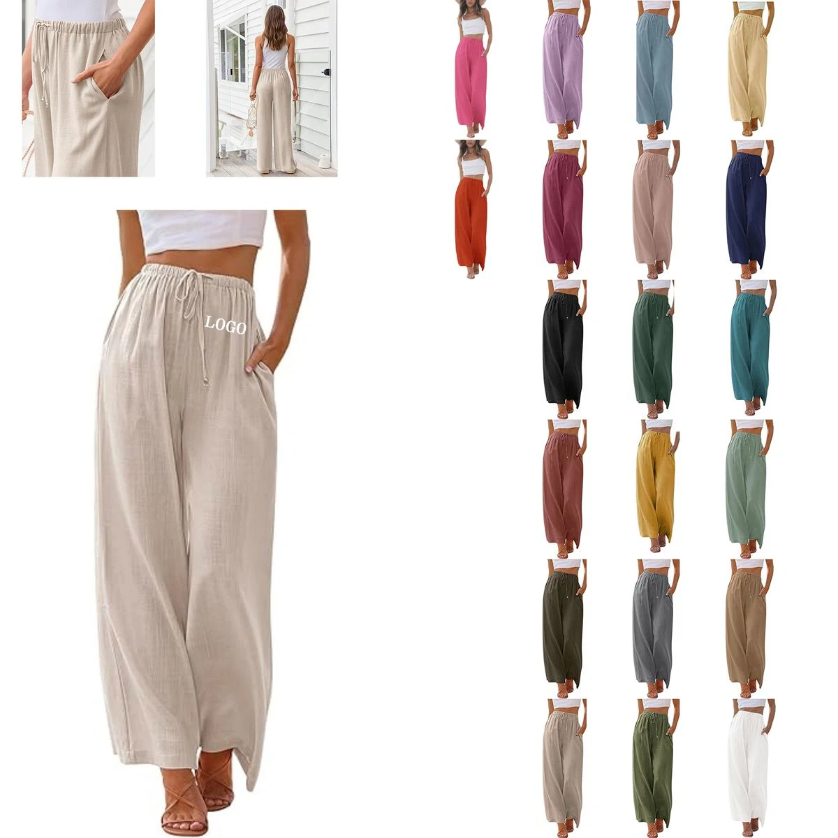 Women's Linen Summer Palazzo Pants 1