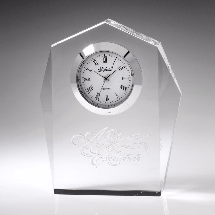 3-1/2" Regal Crystal Clock Desktop Award