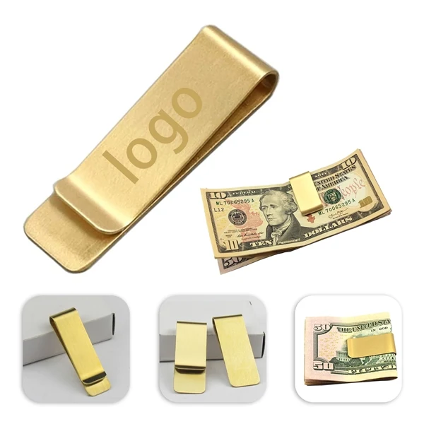 Custom 2 Inch Brass Metal Money Clip with Smooth Edges — Pocket Wallet Essential 1