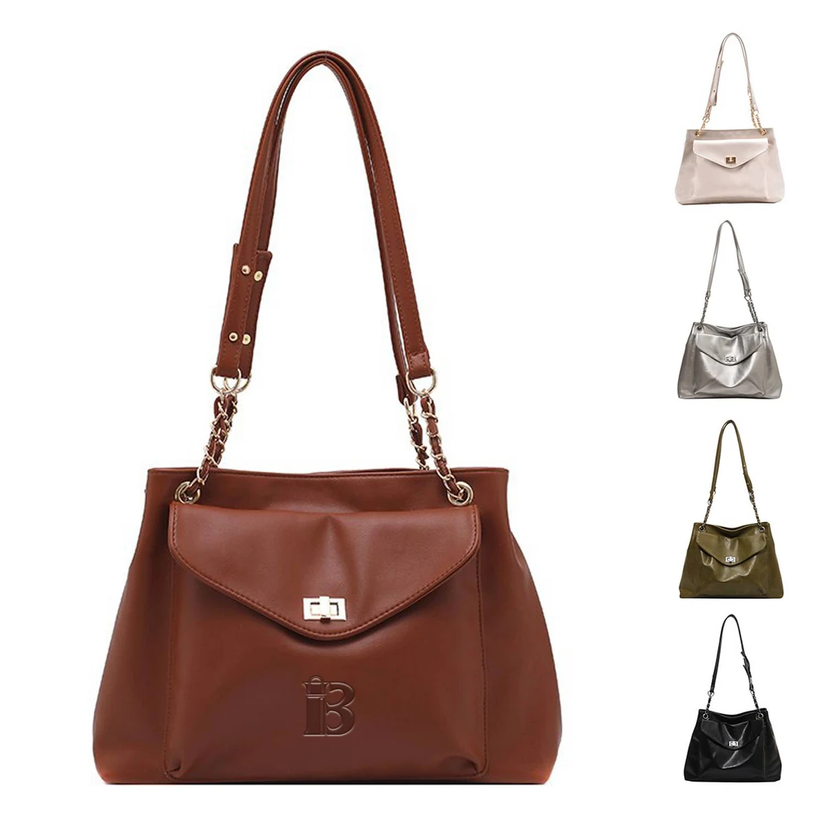 PU Leather Large Capacity Tote bag For Women, custom tote bag with logo imprint 1