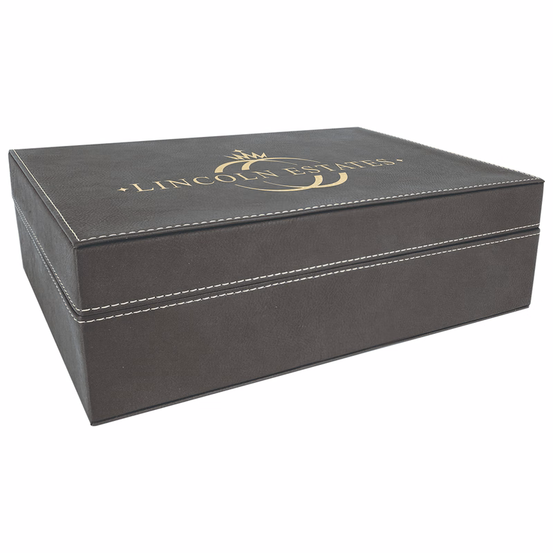 12 1/4" x 8 1/4" Black/Gold Leatherette Premium Gift Box