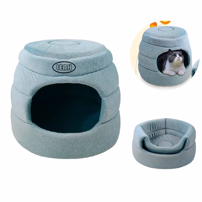 Self-Warming 2 In 1 Foldable Cave Shape Elastic Foam Pet Bed