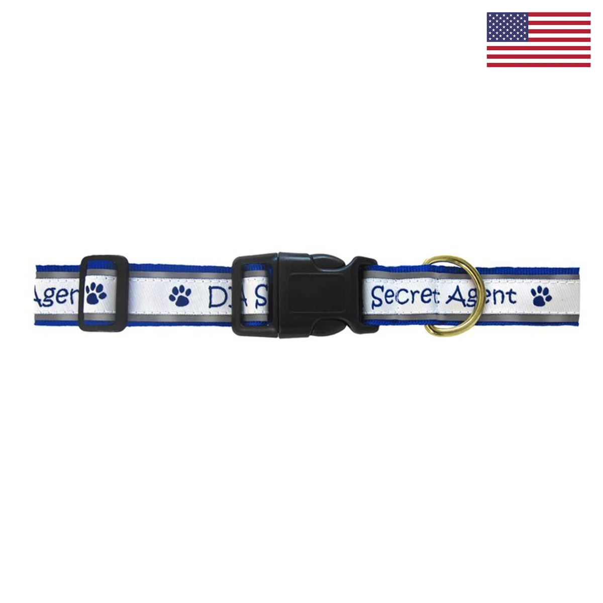 1" Woven Reflective Pet Collar w/ Gold Colored Hardware - "Elite" Weave 1