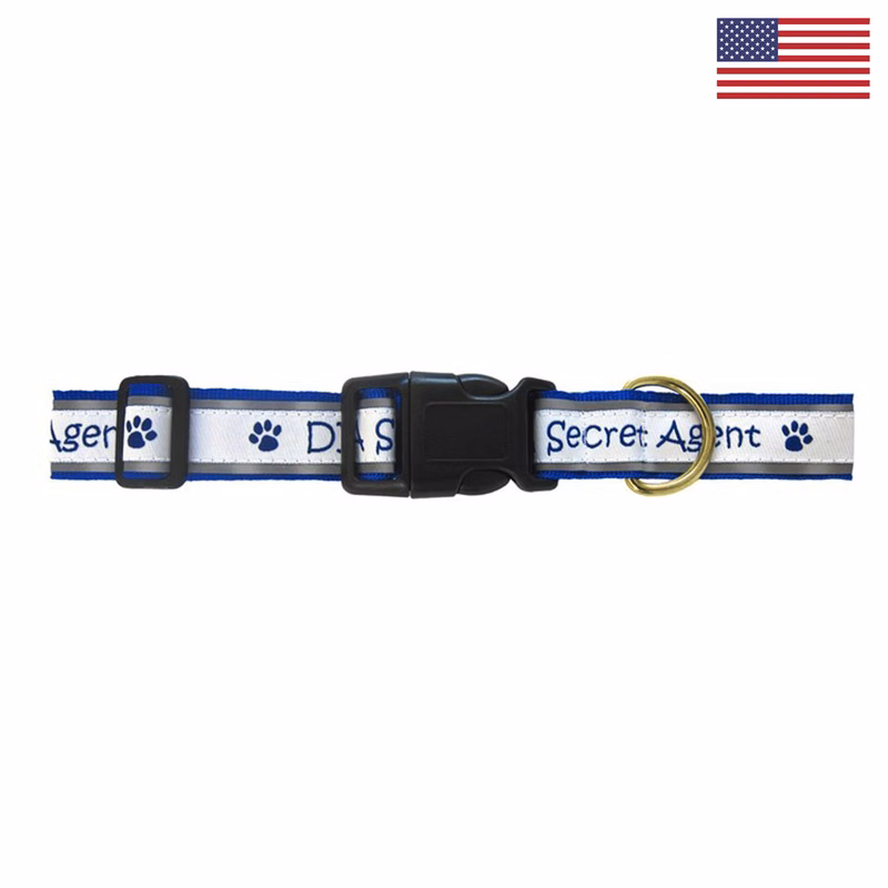 1" Woven Reflective Pet Collar w/ Gold Colored Hardware - "Elite" Weave