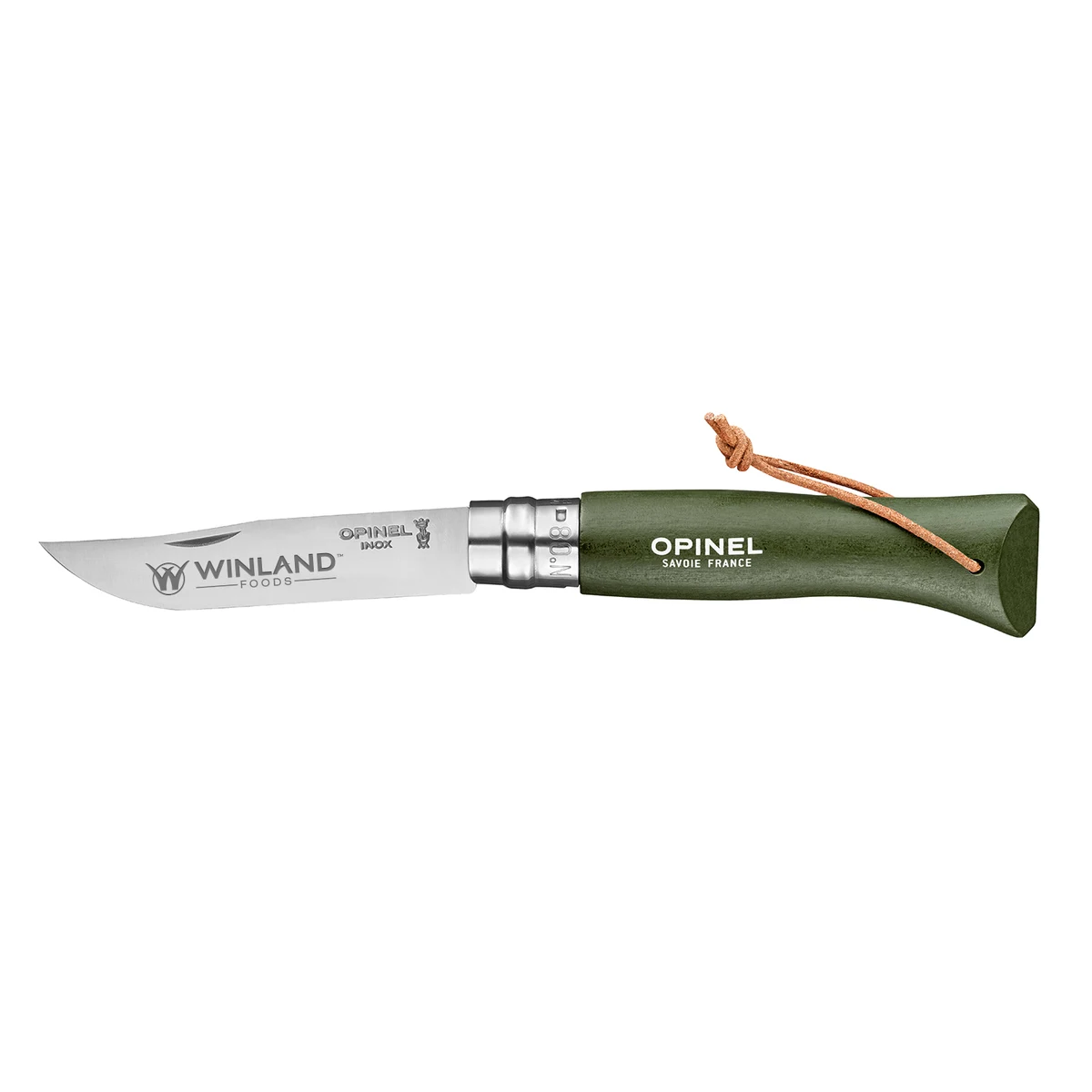 OPINEL® NO.08 COLORAMA STAINLESS STEEL FOLDING KNIFE WITH LANYARD - KHAKI GREEN 1
