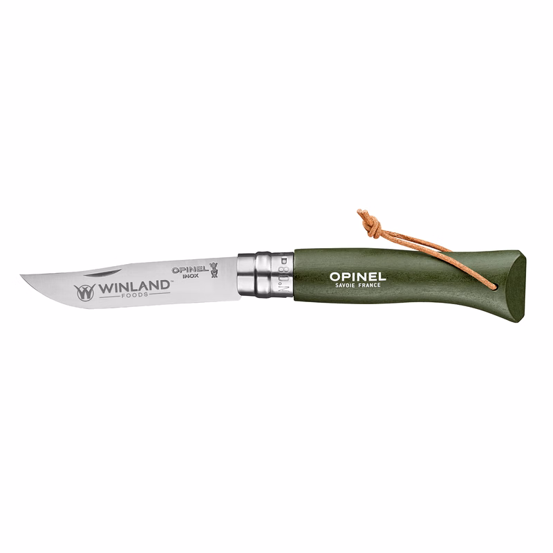 OPINEL® NO.08 COLORAMA STAINLESS STEEL FOLDING KNIFE WITH LANYARD - KHAKI GREEN