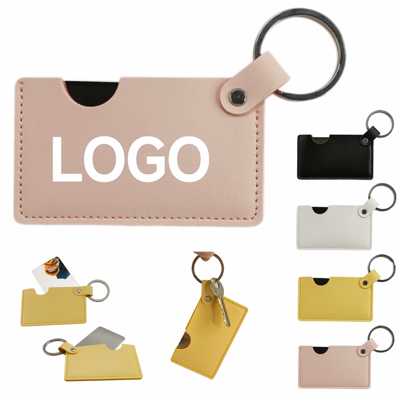 Creative Pu Leather Stainless Steel Mirror With Key Ring