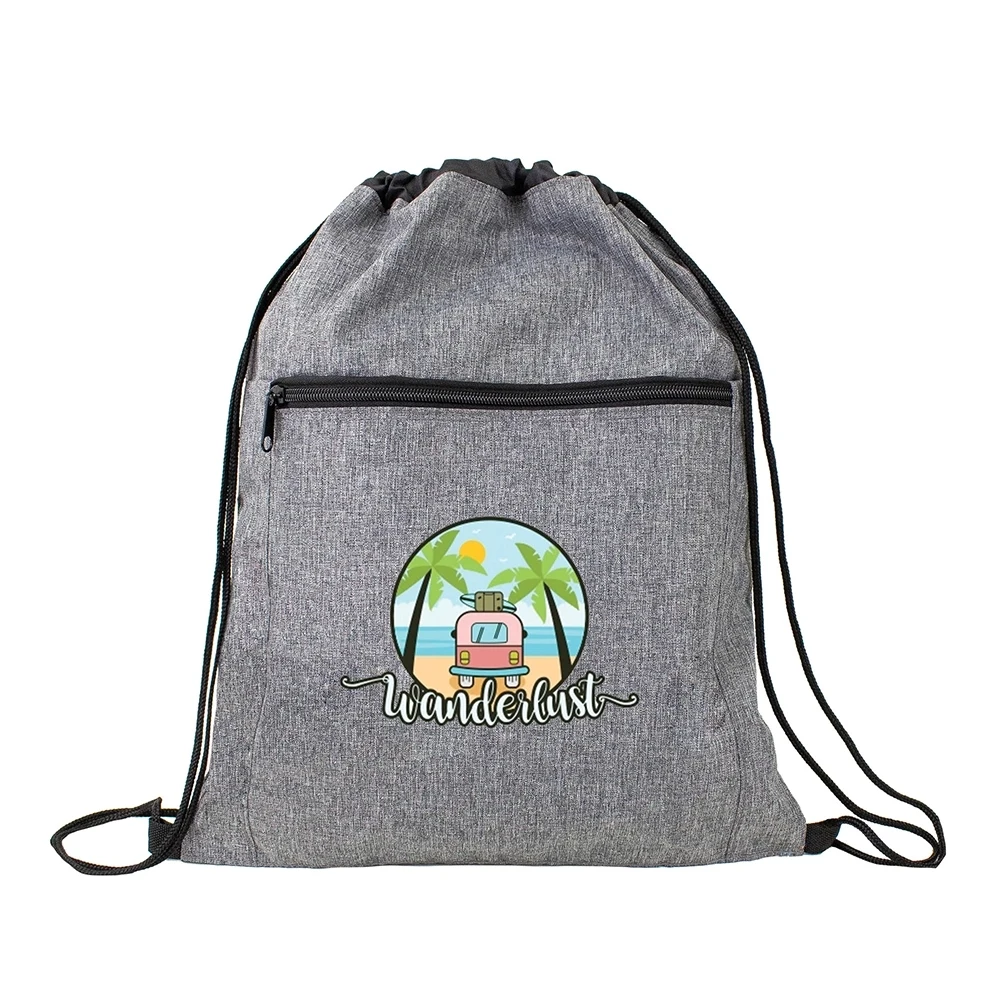 Heather Gray Drawstring Backpack 1