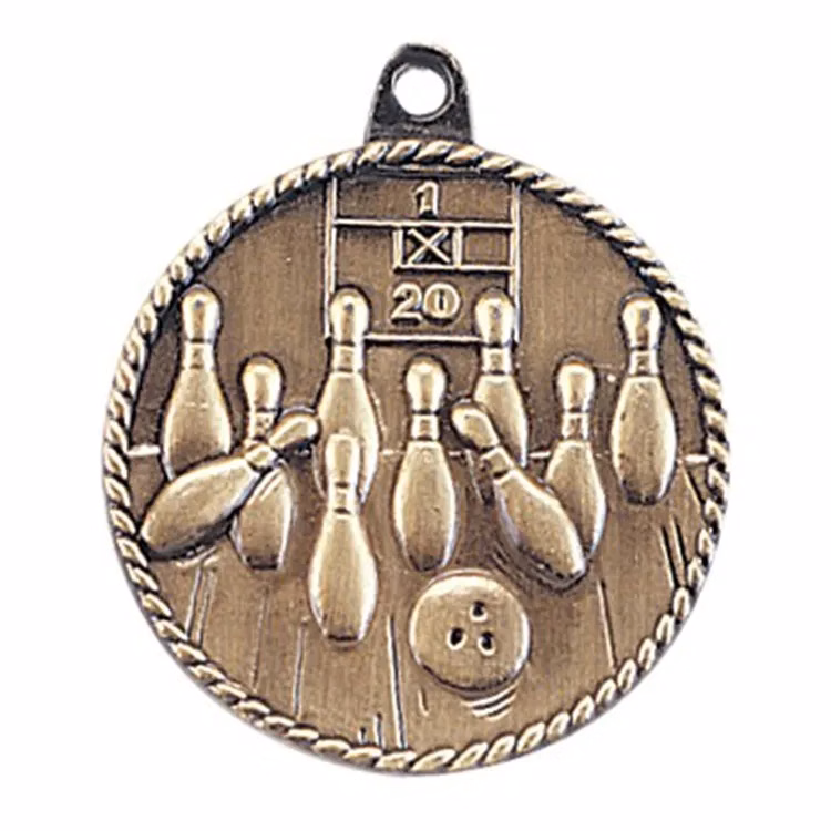 2" High Relief Medal-Bowling