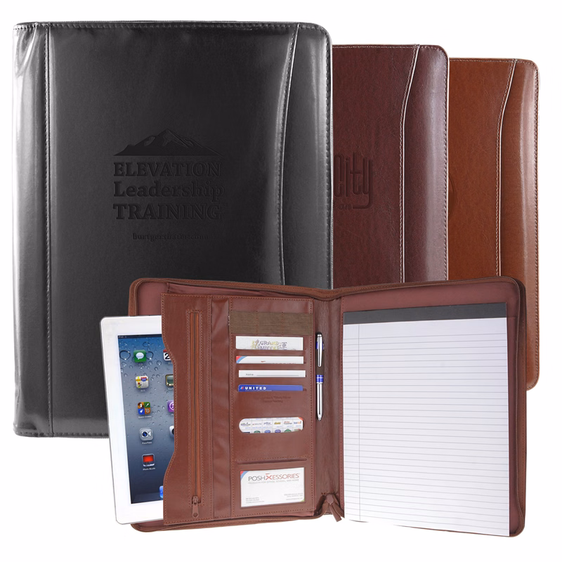 Burgundy Atlantis Zippered Leather Portfolio