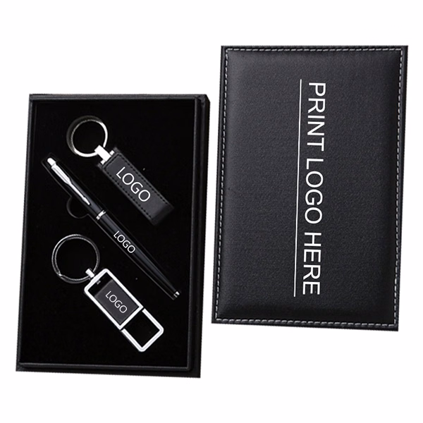 3 In 1 Leather pen Key Chain and Usb gifts Box