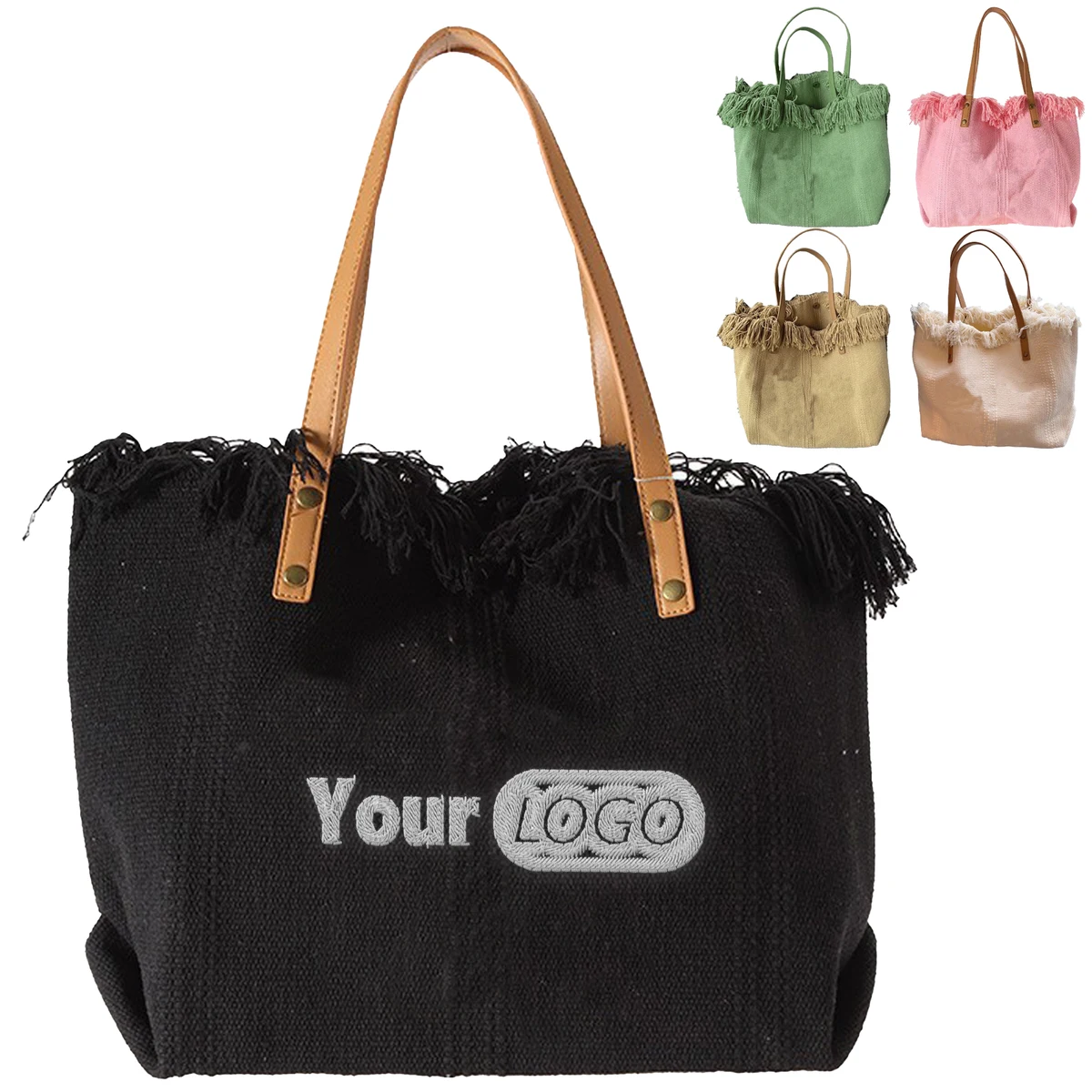 Canvas Large Capacity Embroidered Tote Bag 1