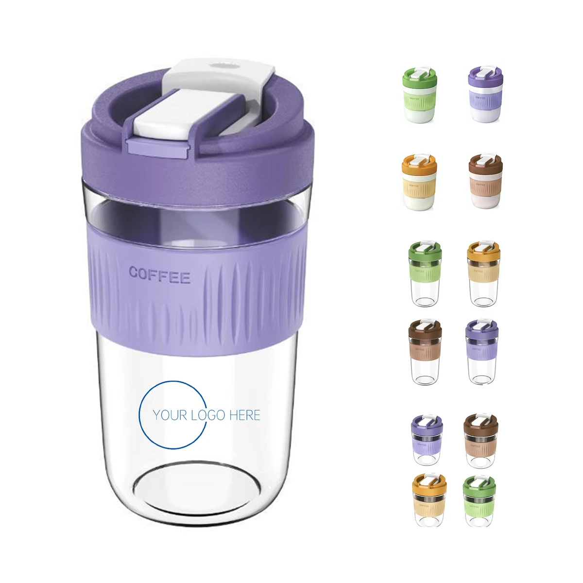 14 OZ Coffee Glass Cup With Sleeve 1