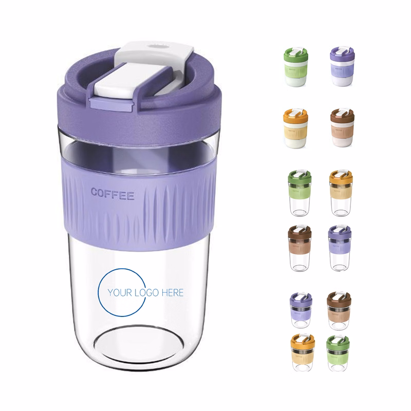 14 OZ Coffee Glass Cup With Sleeve