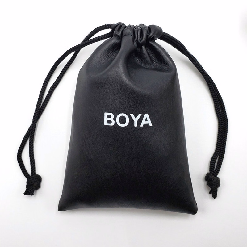 Black Faux Pu Leather Drawstring Bags