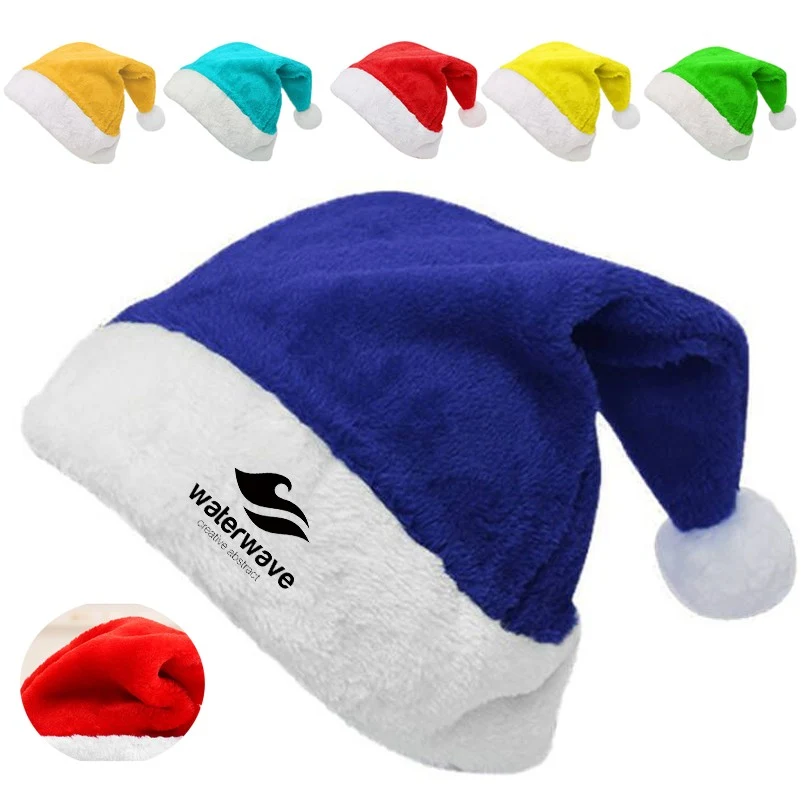 Thick Velvet Christmas Santa Hat for Celebrating 1