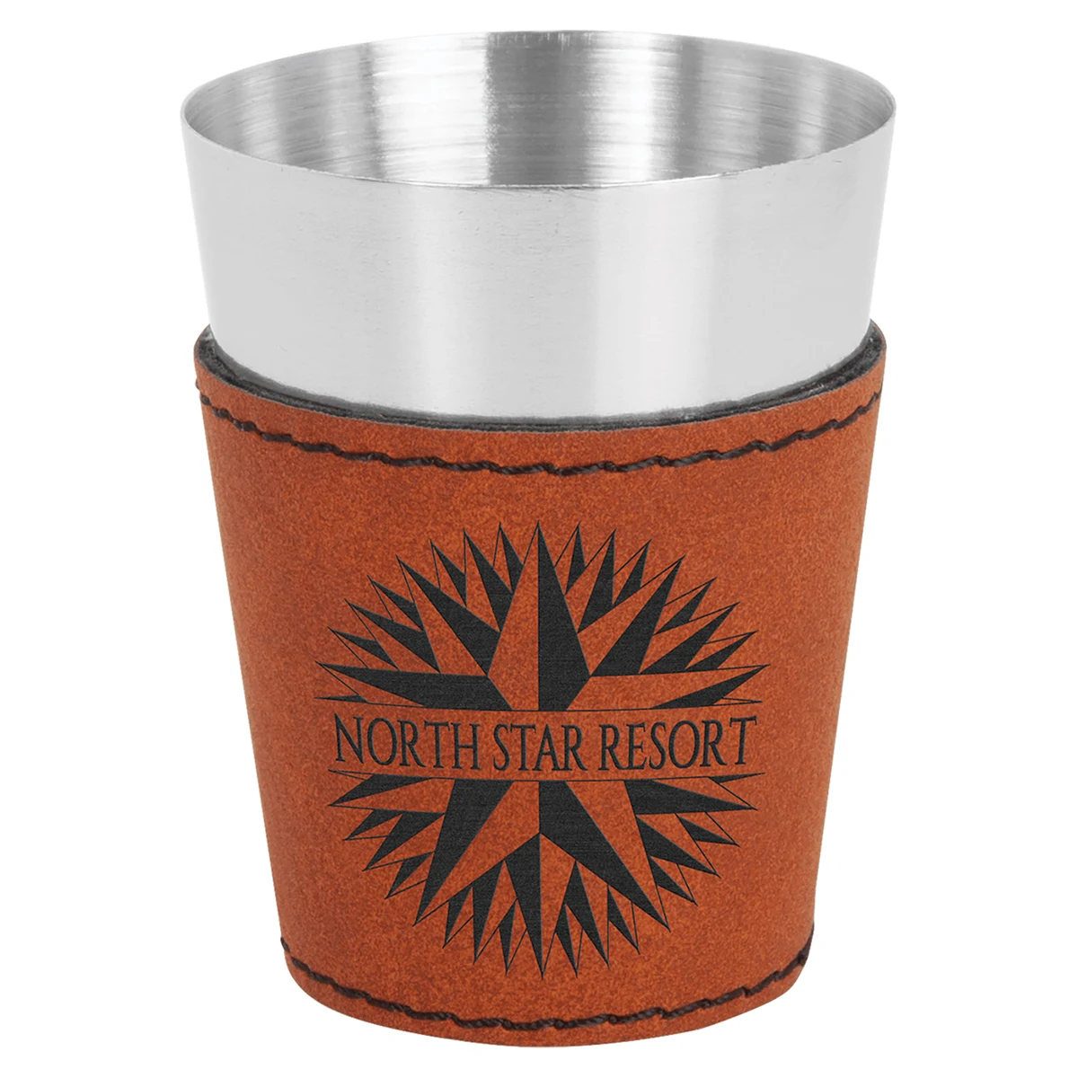 2oz. Rawhide Leatherette & Stainless Steel Shot Glass 1