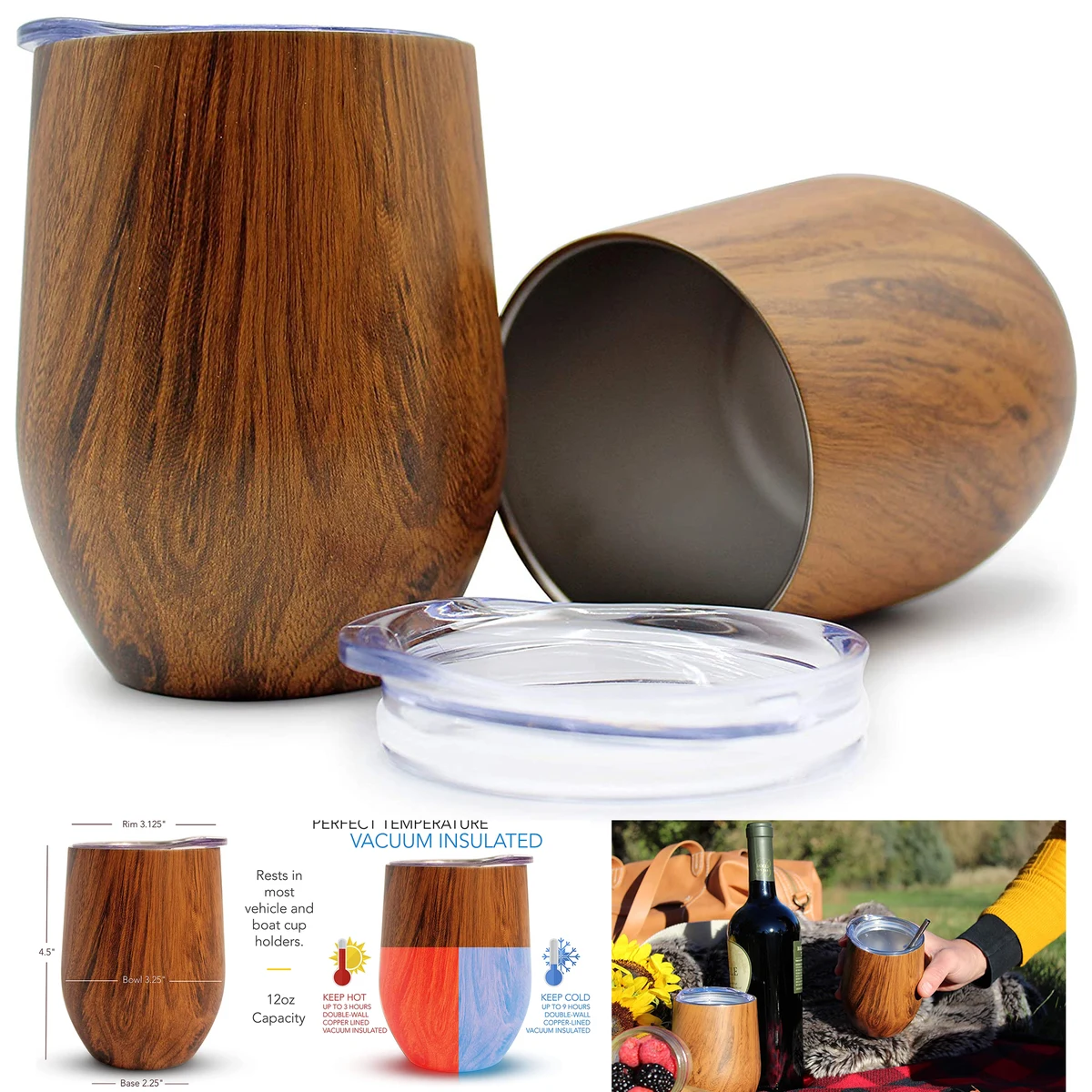 Stainless Steel Stemless Insulated Wine Tumbler 1