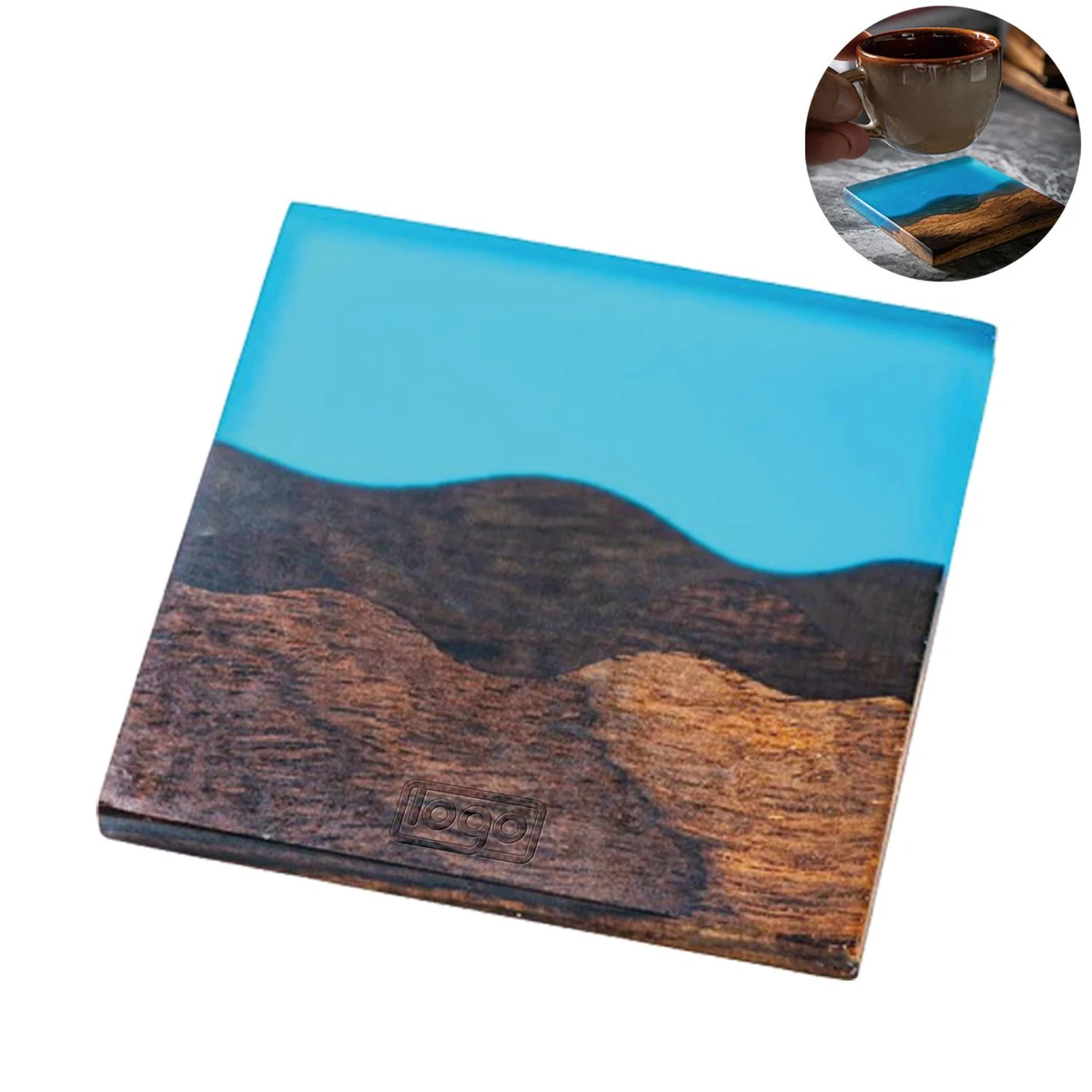 Minimalist Resin & Wood Heat-Resistant Tea Coaster 1