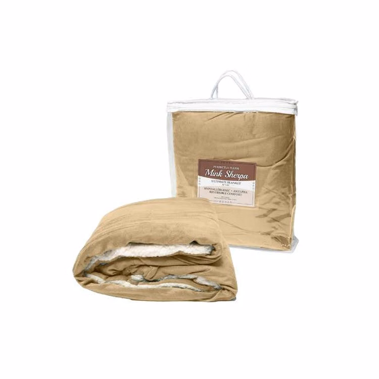 "50x60" Micro Mink Sherpa Blanket - Camel