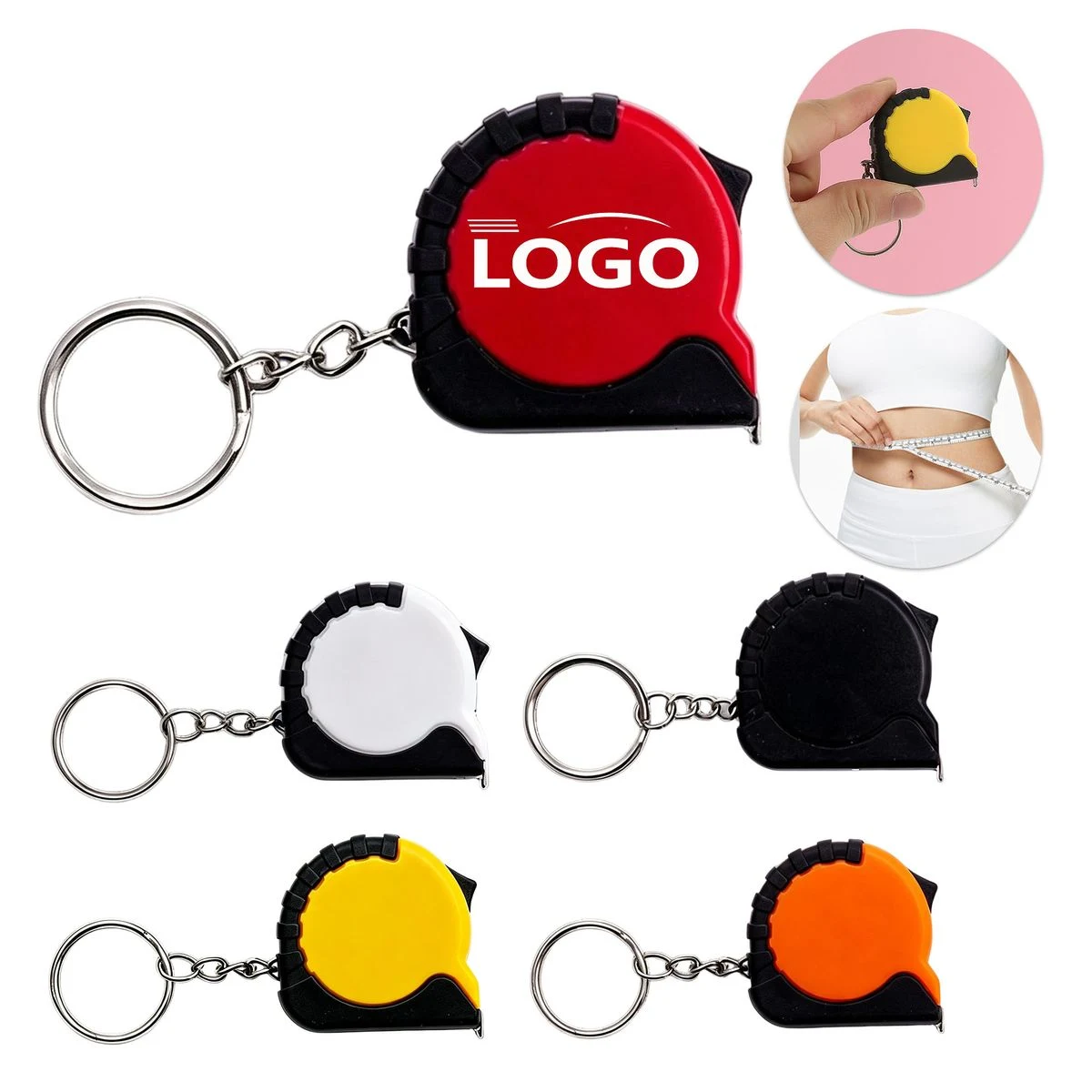 MOQ 10 Dual Scale Mini Retractable Tape Measure Key Chain 1
