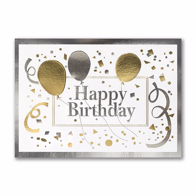 Metallic Balloons Birthday Card