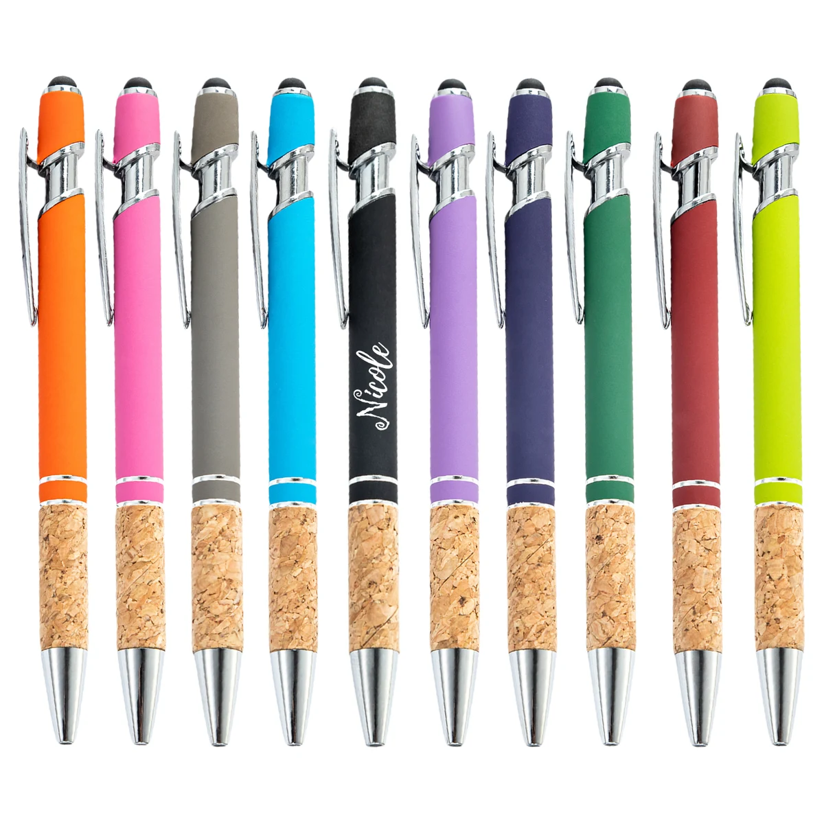 Metal Stylus Retractable Ballpoint Pen w/ Wood Grip, custom pen with logo imprint 1