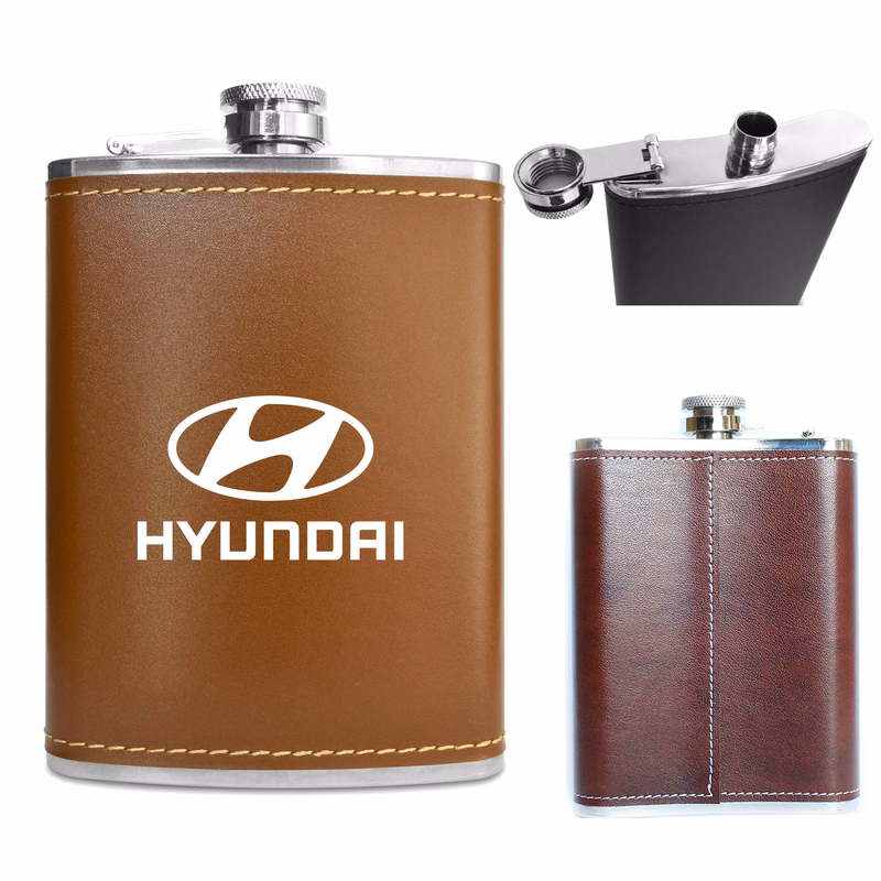 Classic Leather-Wrapped Hip Flask
