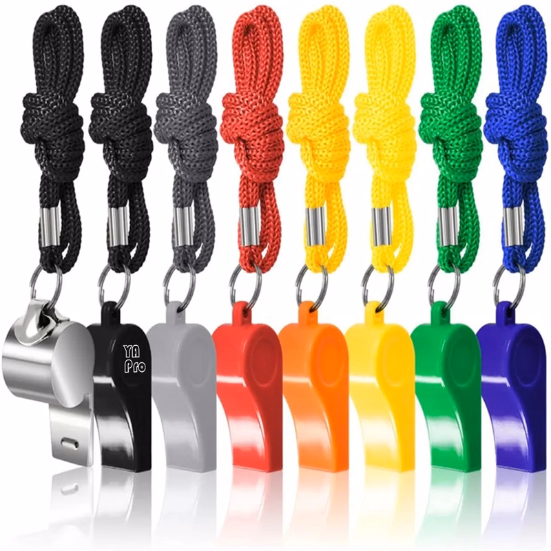Plastic Sports Whistles with Lanyard
