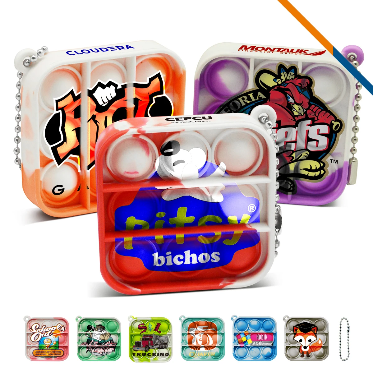 Mini Square Bubble Fidget Keychain 1