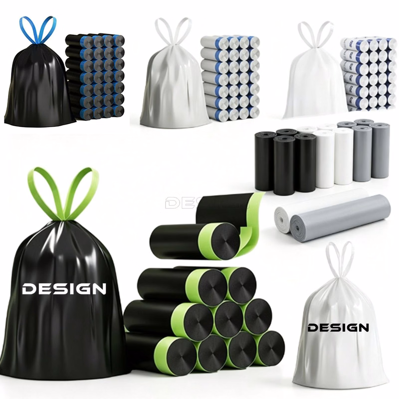 Black Drawstring Garbage Bag