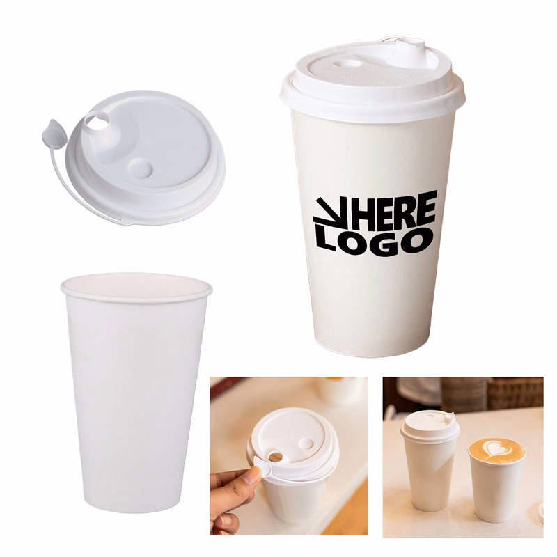 16 oz Disposable Paper Drinks Cup With Lids MOQ 100