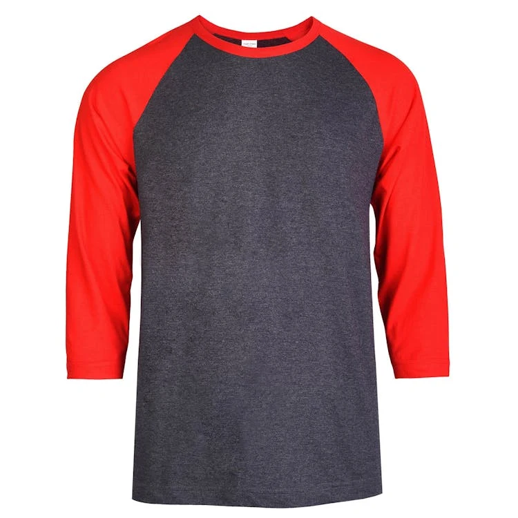 Men's 3/4 Sleeve Baseball T-Shirt - Medium Red/Charcoal 1