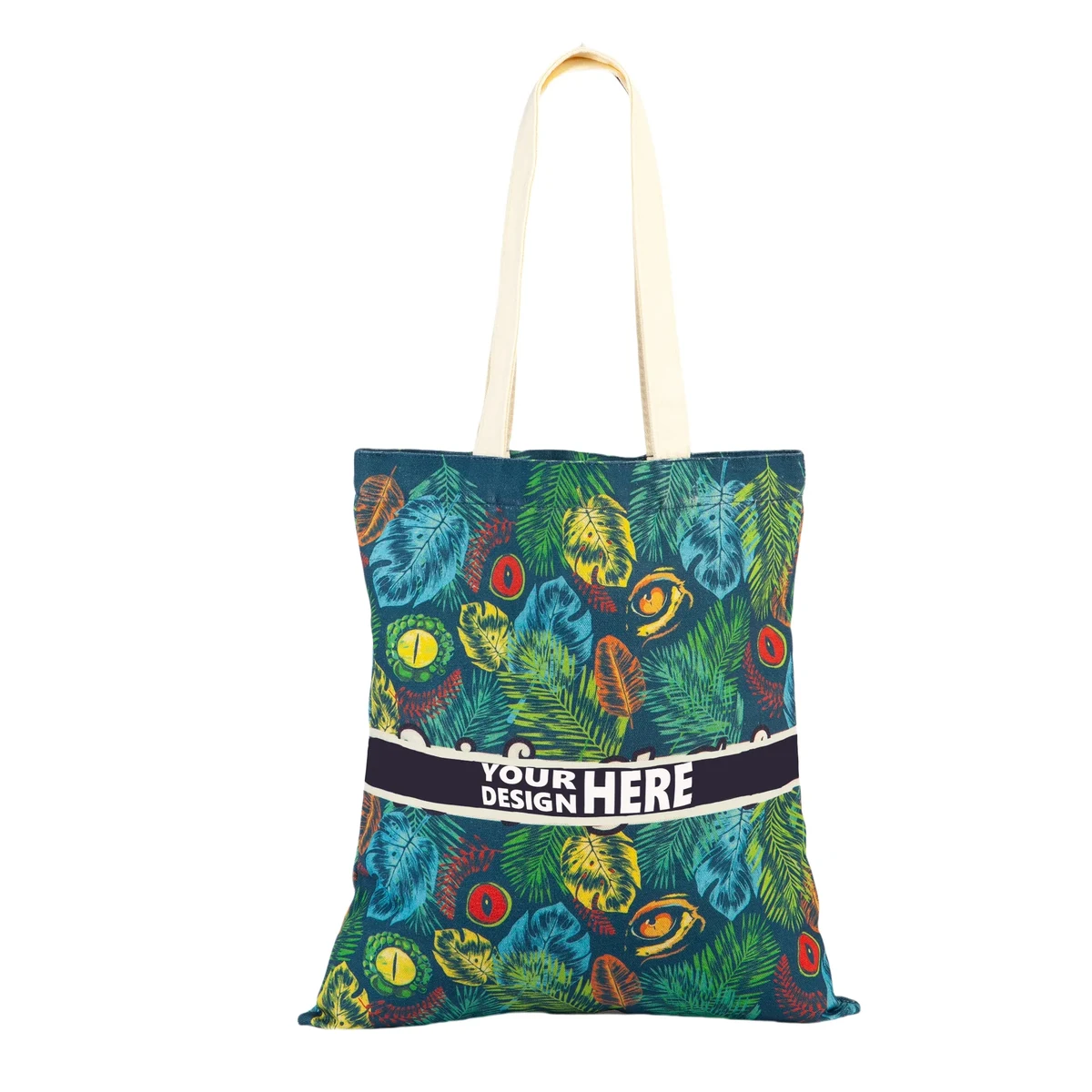 Tropical Leaf Canvas Tote, custom tote bag with logo imprint 1