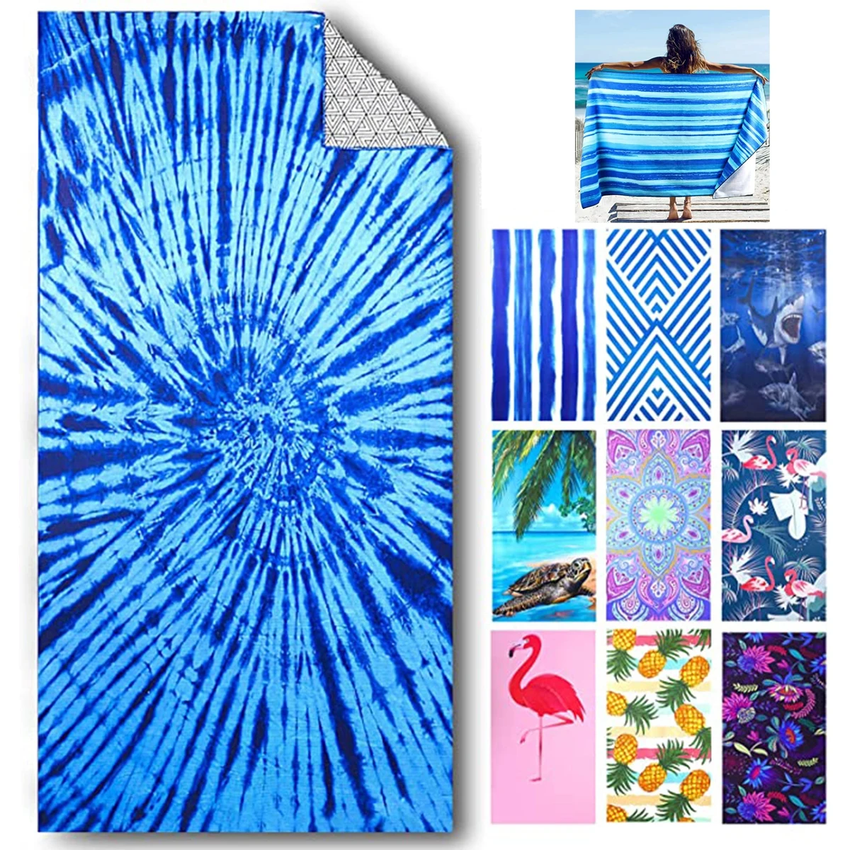 Micro Fiber Full Color Beach Sun Protection Towel 1