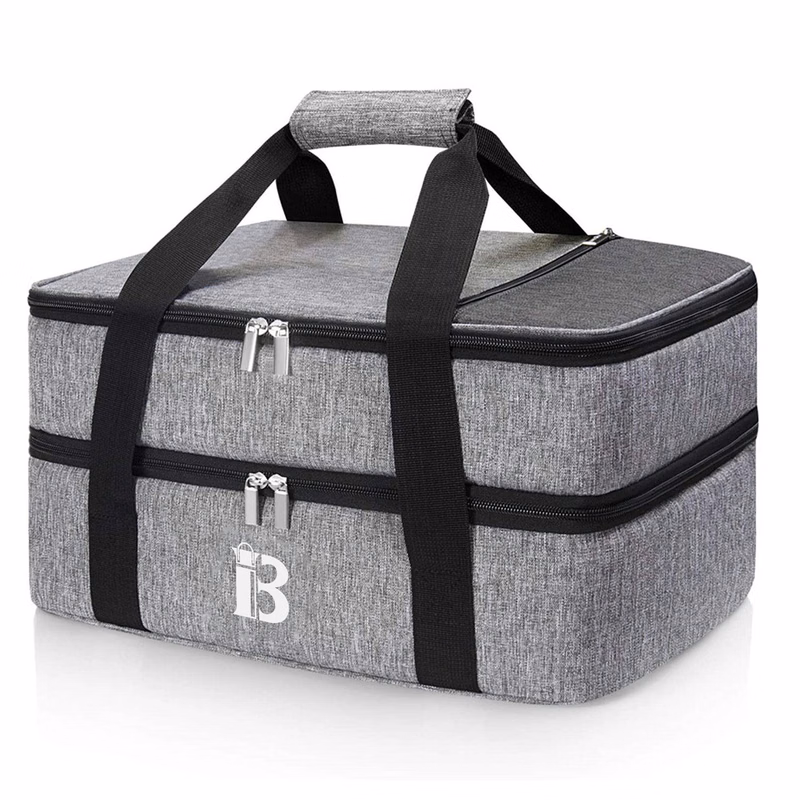 25L Double Decker Oxford Insulated Lunch Cooler Bag w/Handle