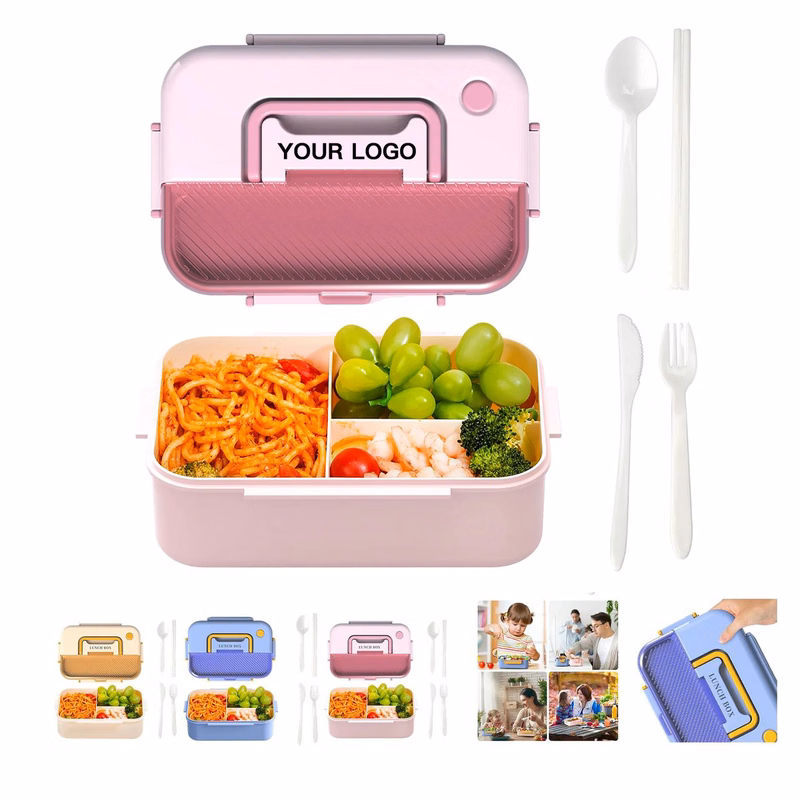 Plastic Lunch Box with 3 Compartments and 1200ml Capacity