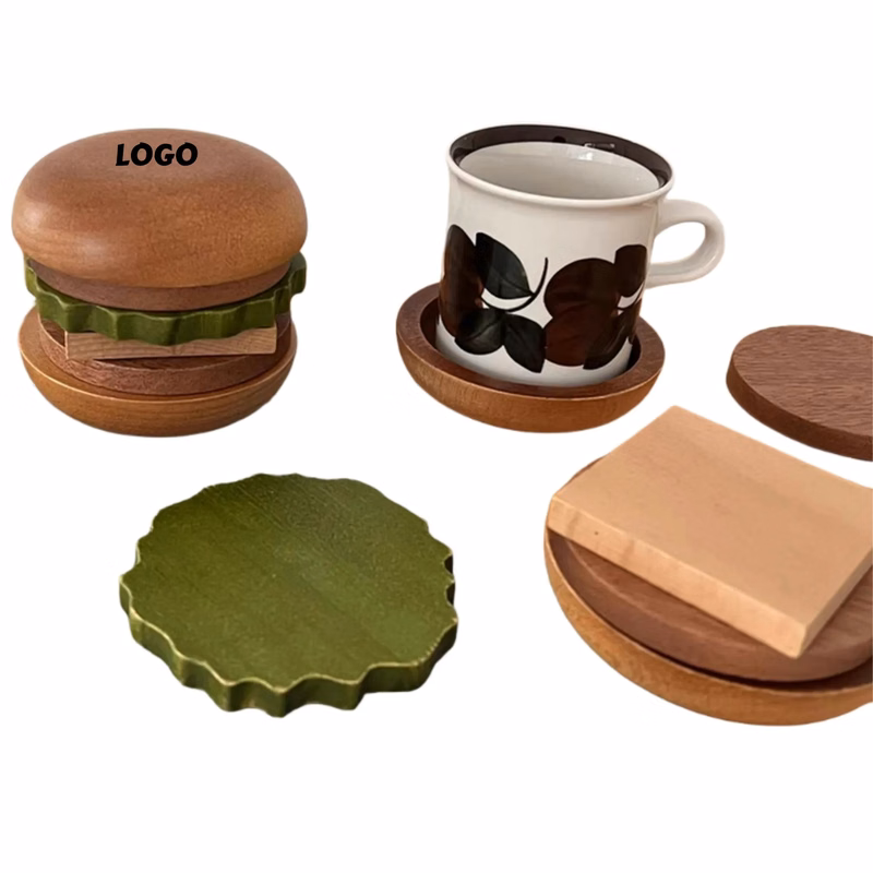 Hamburger Wood Coaster Set 6 Pieces