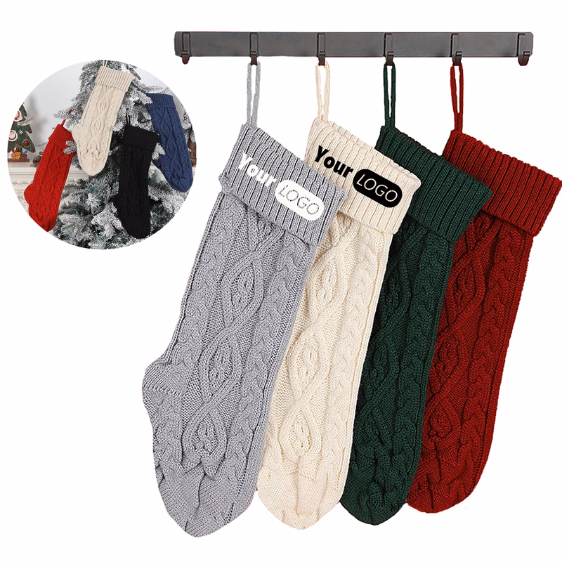 Christmas Knitted Acrylic Stockings Holiday Decor Sock